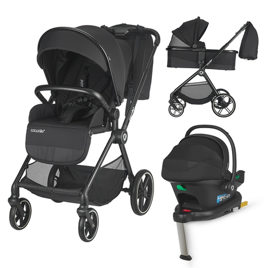 Carucior modular 4in1 Coccolle Lissia Anthracite cu Scoica auto iSize Coccolle Knox Black si Baza isofix iSize Coccolle Knox