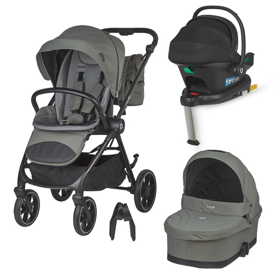 Carucior modular 4in1 Coccolle Serry Moss green cu Scoica auto iSize Coccolle Knox Black si Baza isofix iSize Coccolle Knox