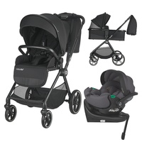 Carucior modular 4in1 Coccolle Lissia Anthracite cu Scoica auto iSize Coccolle Rilax Greystone si Baza isofix iSize Coccolle Rilax